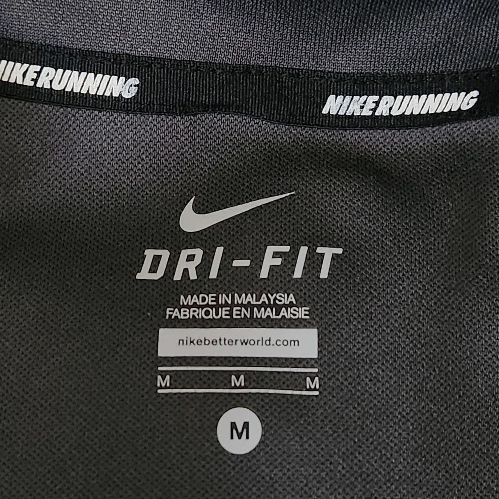 Nike Racer 1/4 Zip Running Shirt Mens Medium Gray Dri-FIT Long Sleeve Pullover‎